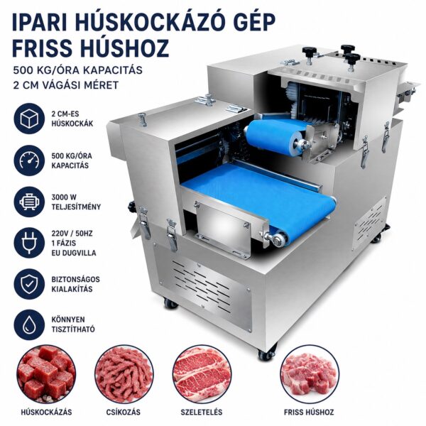 Ipari húskockázó gép friss húshoz - 3. kép